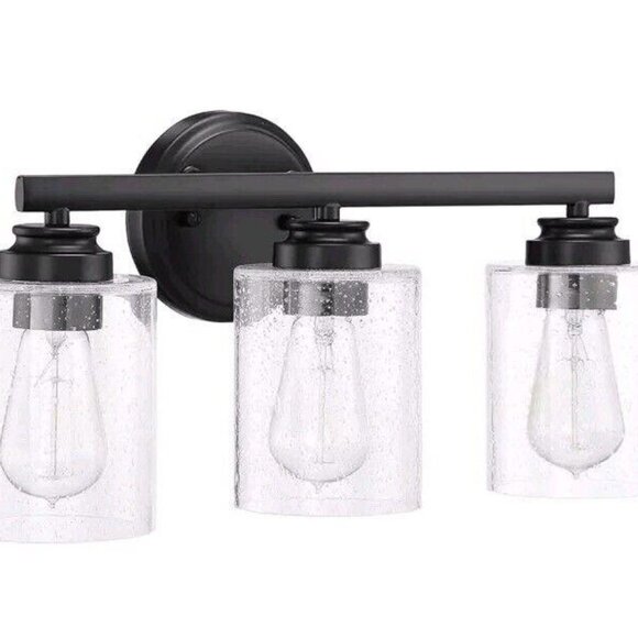 Craftmade Bolden Clear Seeded Glass Vanity Bath Lighting Three Light 300 W Flat - Picture 1 of 8